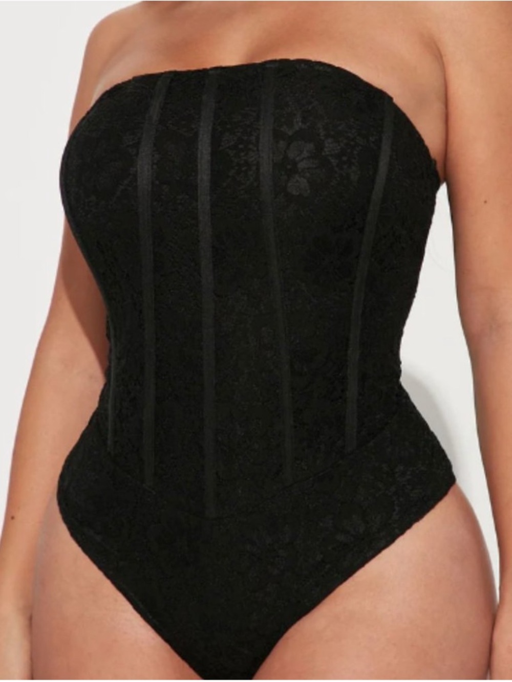 No Love Lost Lace Corset Bodysuit - Black